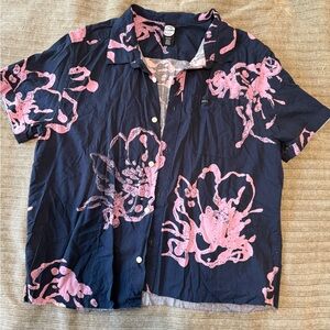 Floral RVCA Shirt in Pink and Black